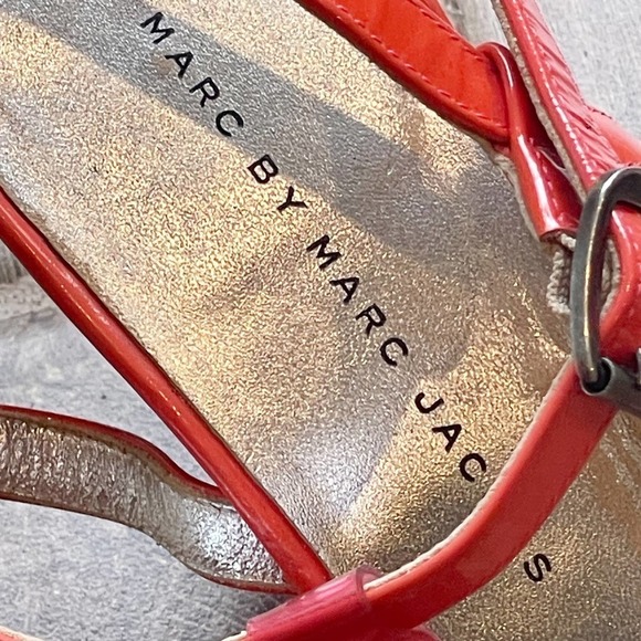 Marc By Marc Jacobs Strappy Sandals Cone Heel Red Women's Size 40 - Picture 7 of 9